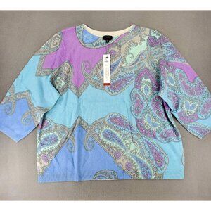 New Talbots Womens 3Xp Cashmere Paisley Crewneck Pullover Sweater Petite Plus